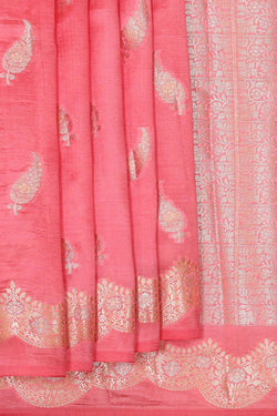 Image of Banarasi Chiniya Silk Peach Pink Saree