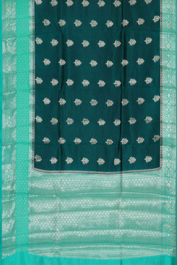 Collection of Banarasi Chiniya Silk Dark Peacock Blue Saree in a gallery layout