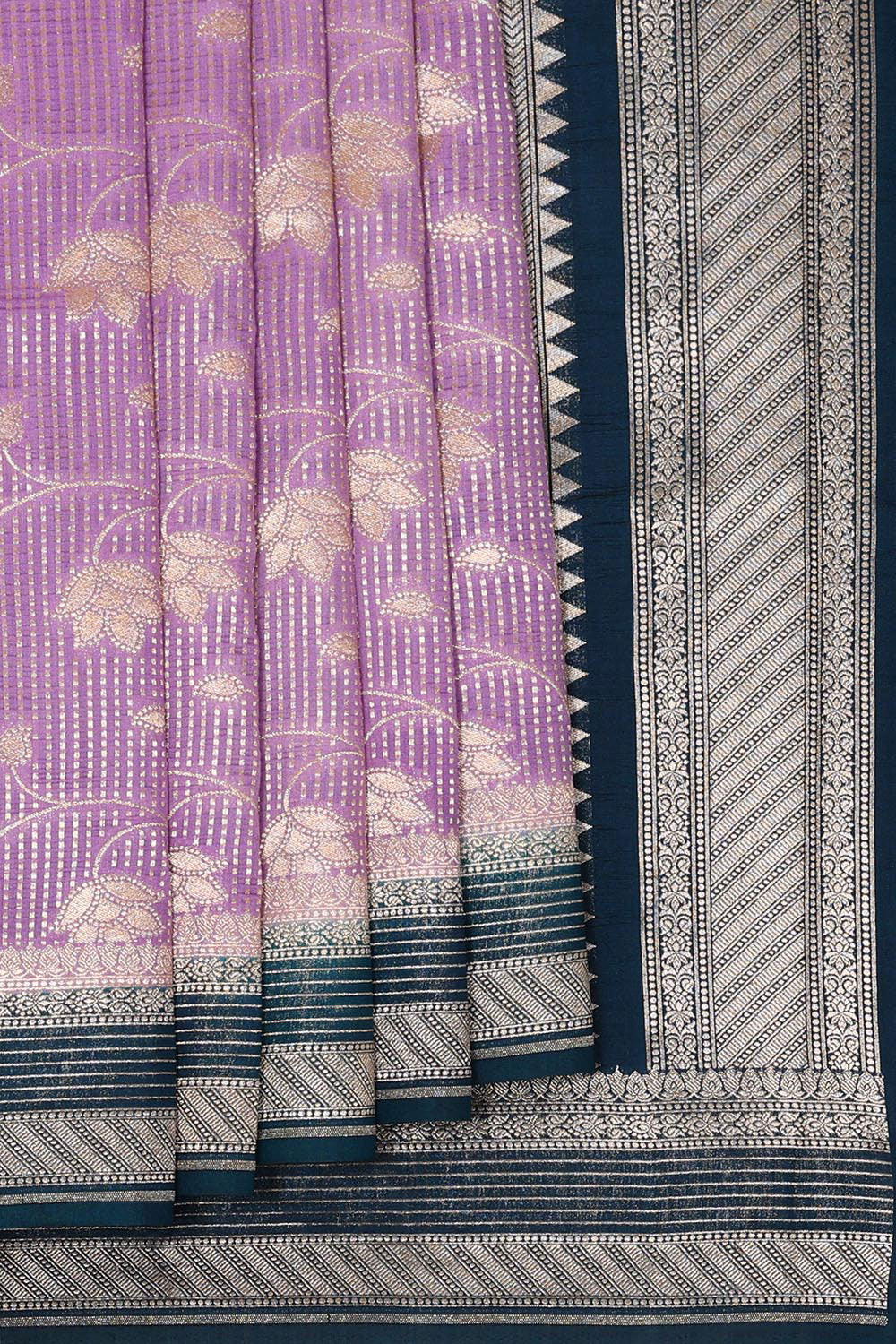 Collection of Banarasi Chiniya Silk Lavender Saree in a gallery layout