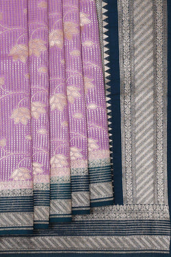 Collection of Banarasi Chiniya Silk Lavender Saree in a gallery layout