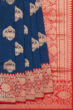 Collection of Banarasi Silk Navy Blue Saree in a gallery layout