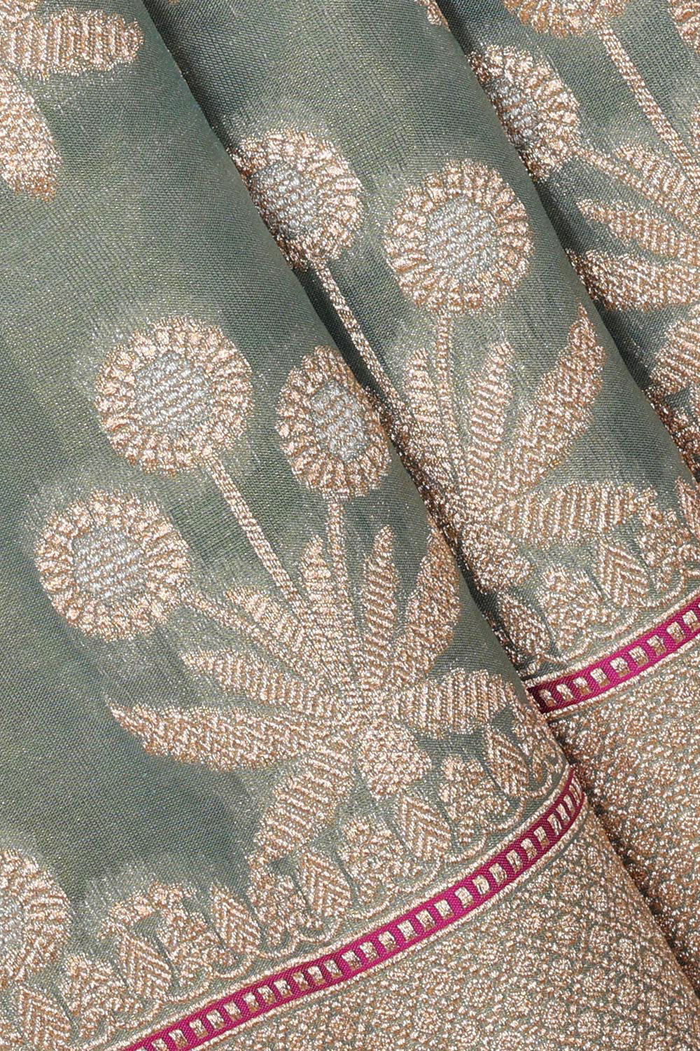 Collection of Banarasi Silk Greenish Grey Tissue Saree in a gallery layout