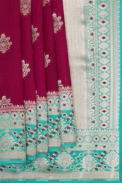 Image of Dark Magenta Silk Saree