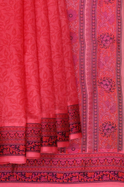 Image of Printed Pink Silk Saree