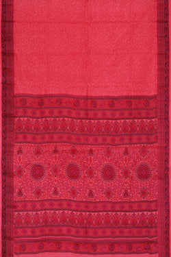 Image of Printed Pink Silk Saree