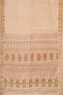 Image of Printed Cream Silk Saree