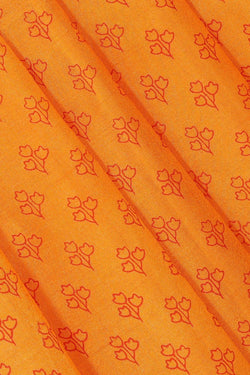 Image of Printed Mustard Yellow Silk Saree