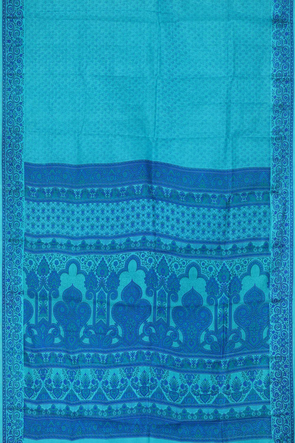 Printed Light Blue Silk Saree