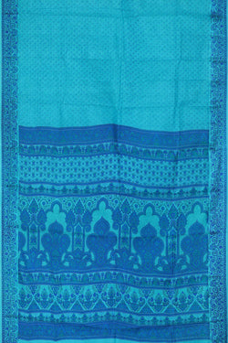 Image of Printed Light Blue Silk Saree