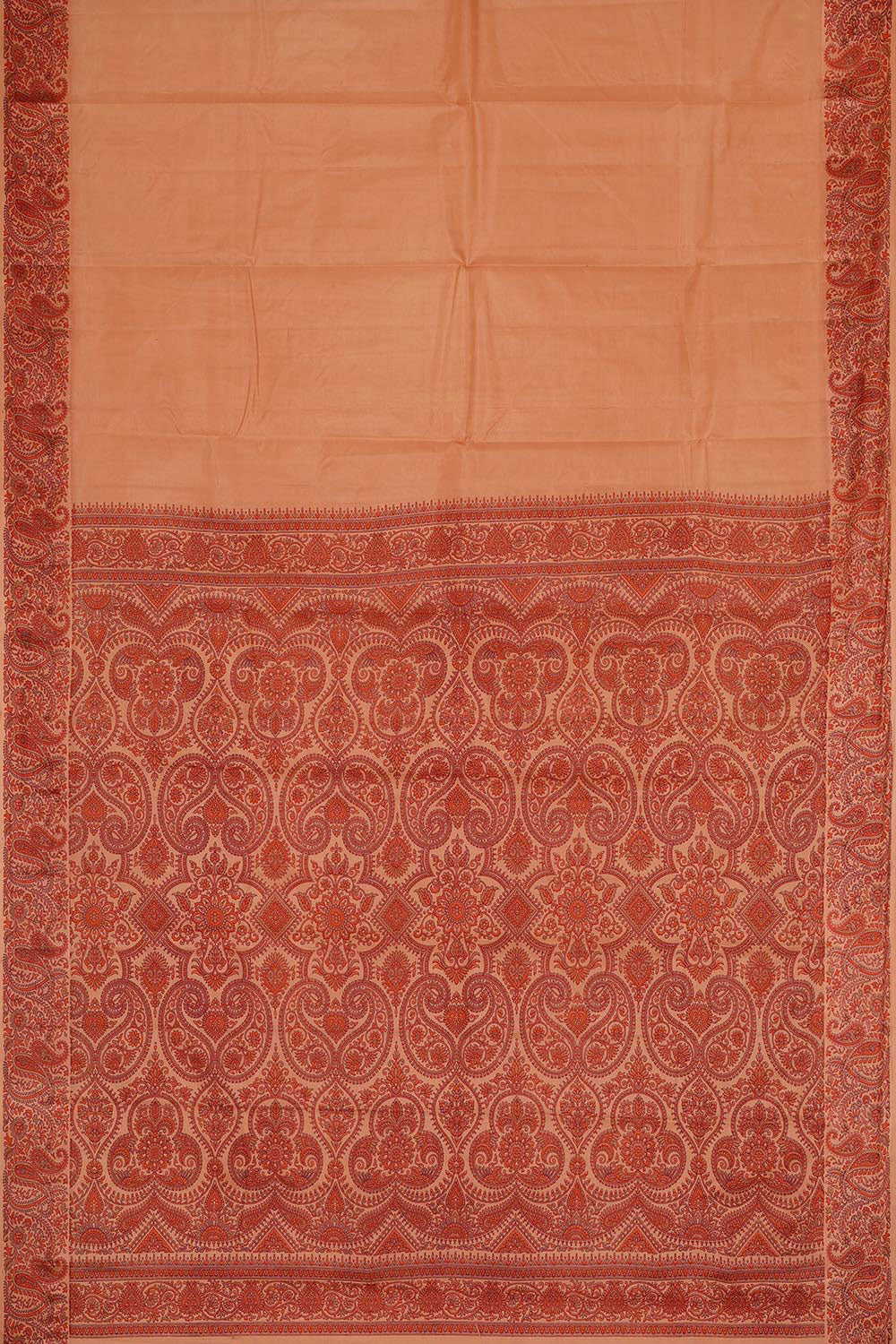 Printed Peach Brown Silk Saree