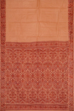 Image of Printed Peach Brown Silk Saree