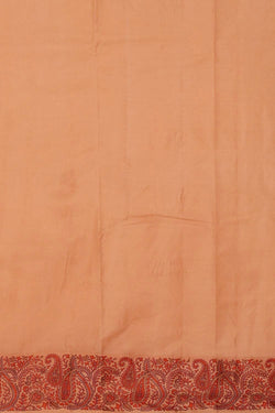 Image of Printed Peach Brown Silk Saree