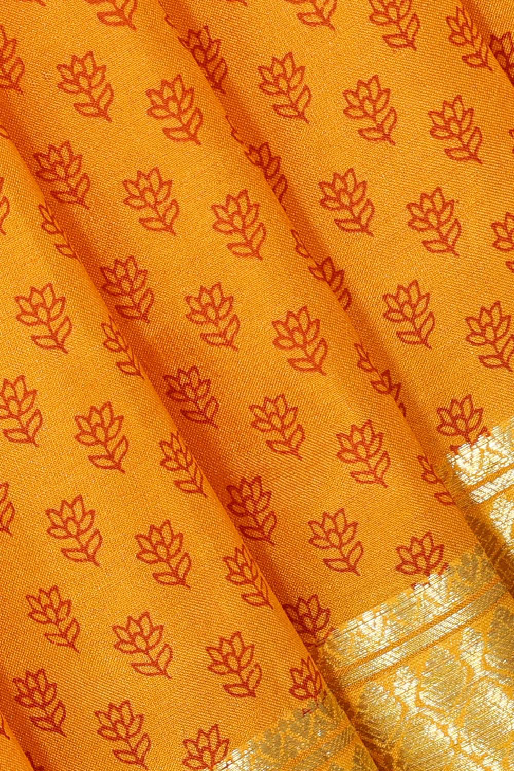 Printed Mustard Yellow Silk Saree