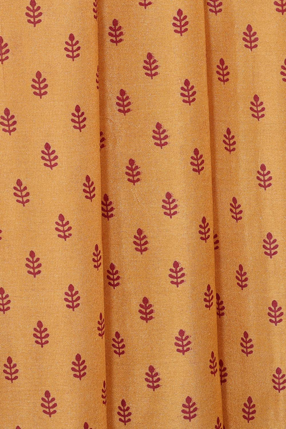 Printed Creamy Yellow Silk Saree