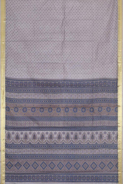 Image of Printed Grey Silk Saree