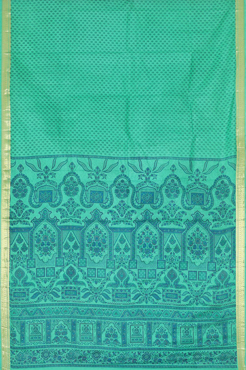 Printed Light Sea Green Silk Saree