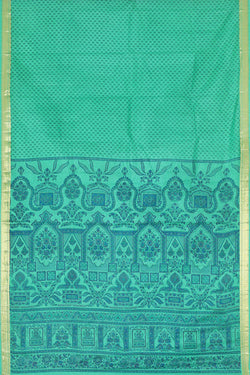 Image of Printed Light Sea Green Silk Saree