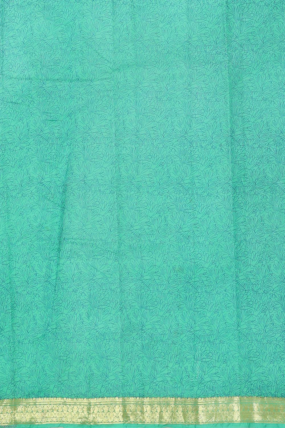 Image of Printed Light Sea Green Silk Saree