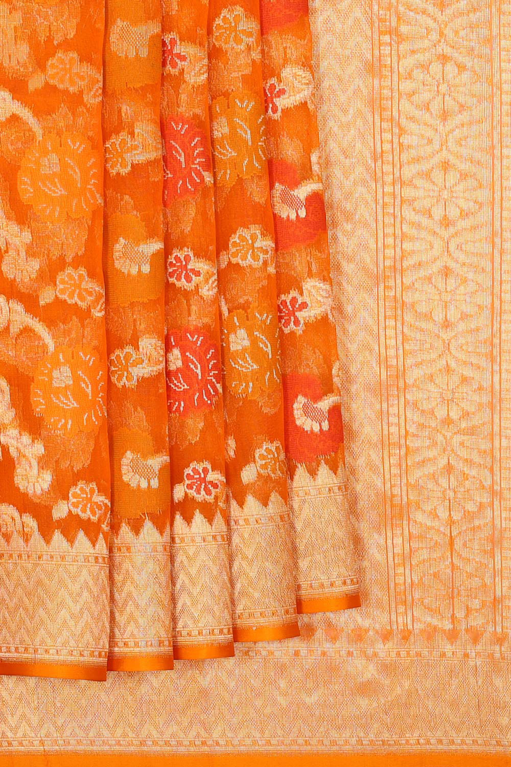 Collection of Organza Orange Saree in a gallery layout