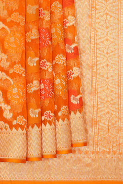 Collection of Organza Orange Saree in a gallery layout