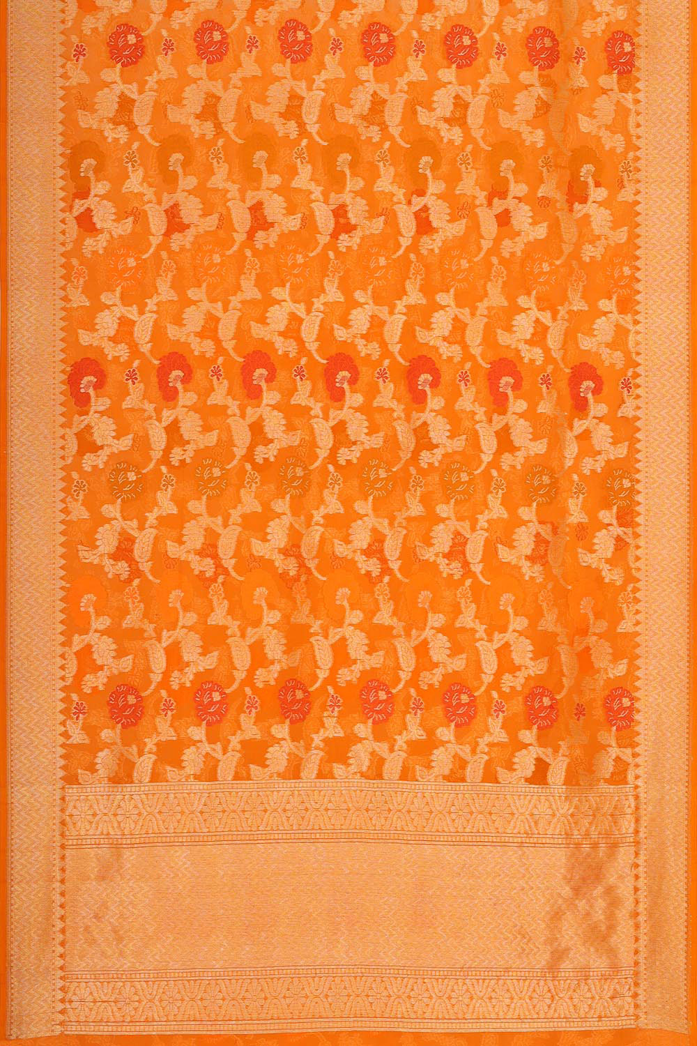 Collection of Organza Orange Saree in a gallery layout