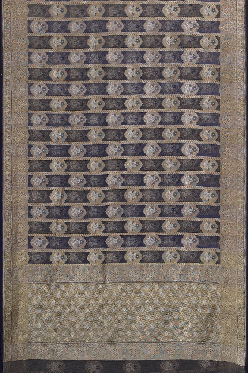 Image of Banarasi Kora Navy Blue Saree