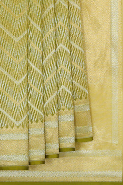 Collection of Organza Dark Golden Green Saree in a gallery layout