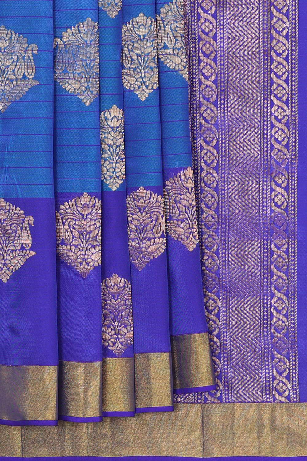 Collection of Dark Ocean Blue Silk Saree in a gallery layout