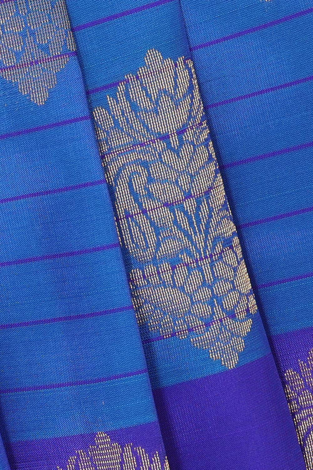 Collection of Dark Ocean Blue Silk Saree in a gallery layout