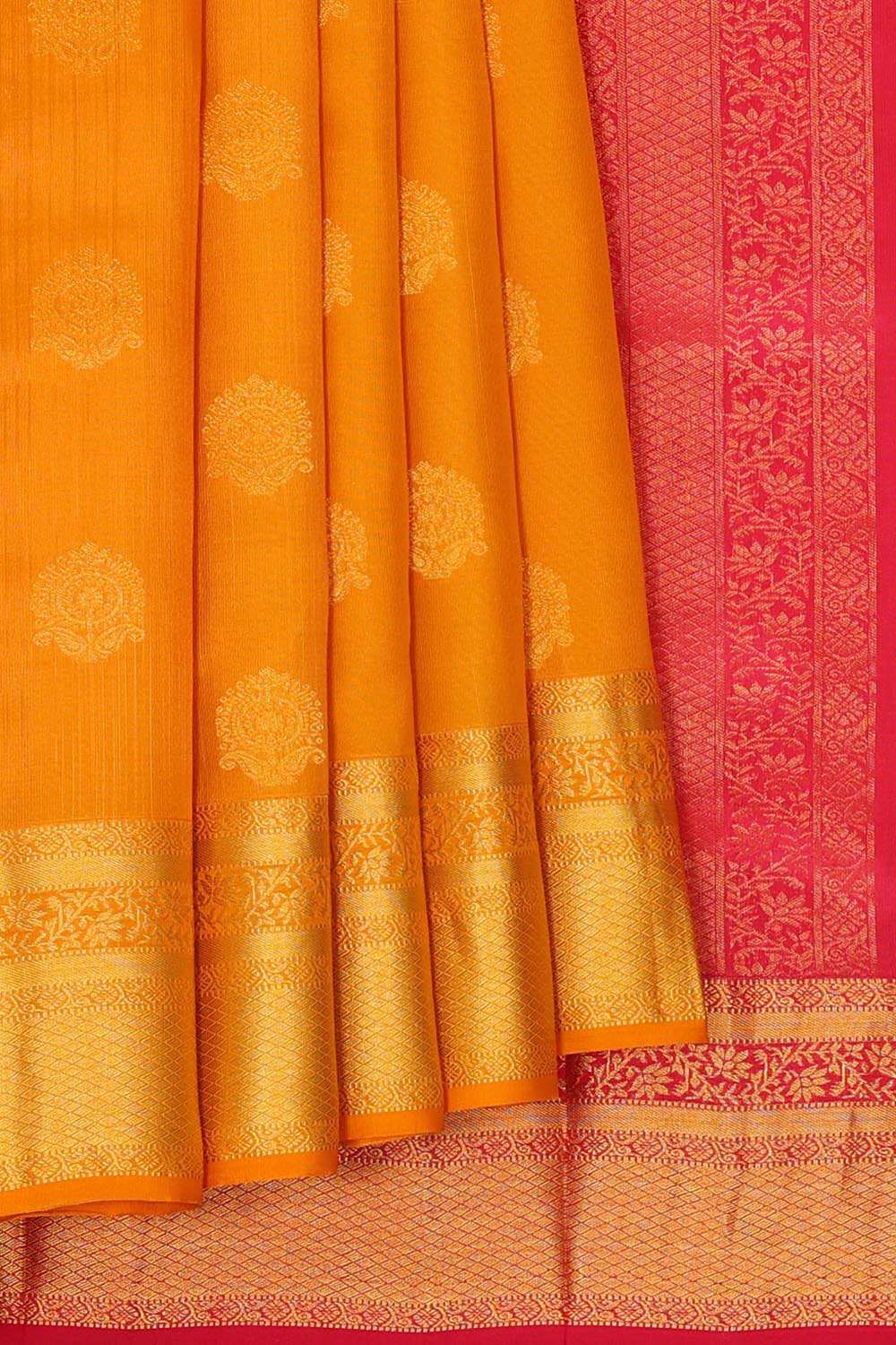 Collection of Mustard Yellow Silk Saree in a gallery layout