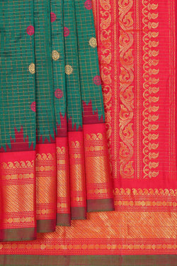 Image of Gadwal Silk Emerald Green Saree