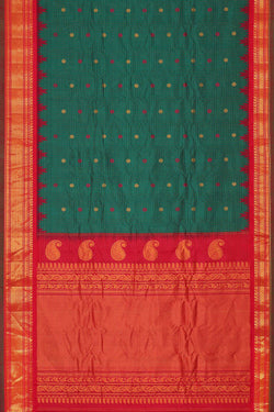 Image of Gadwal Silk Emerald Green Saree