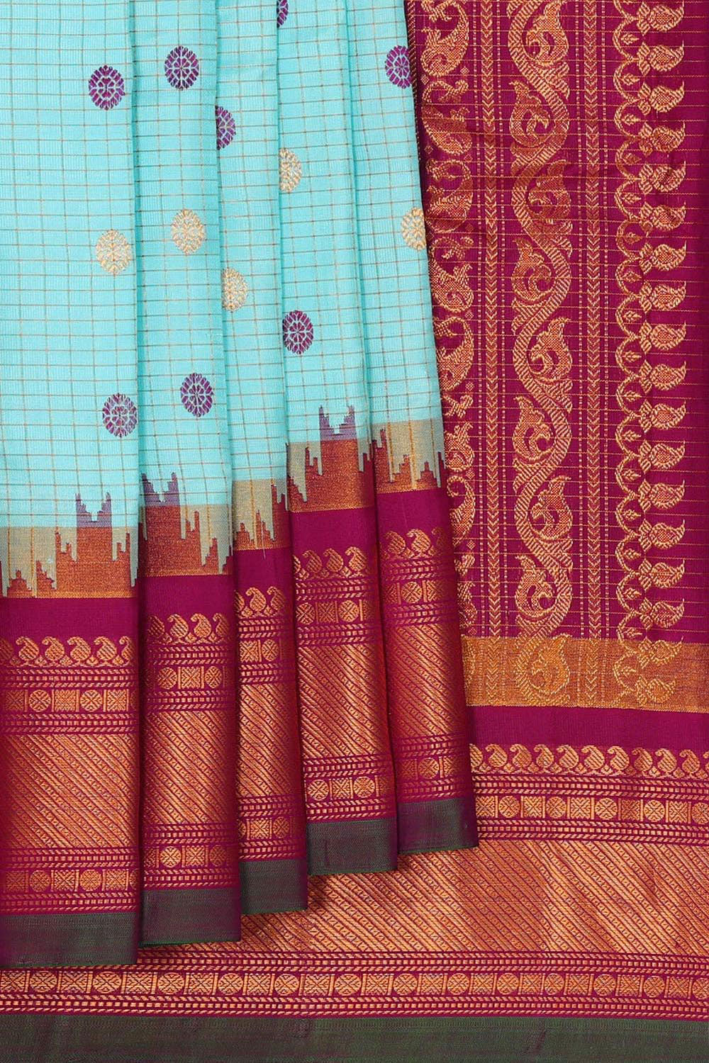 Gadwal Silk Light Blue Saree