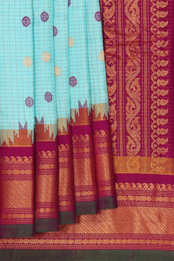 Image of Gadwal Silk Light Blue Saree