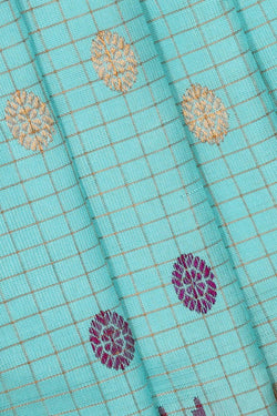 Image of Gadwal Silk Light Blue Saree