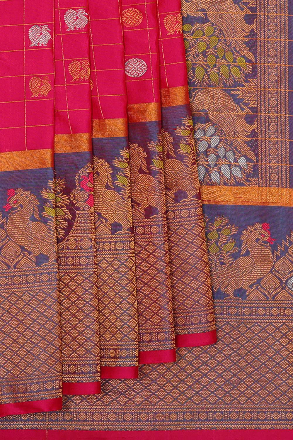 Gadwal Silk Rani Pink Saree