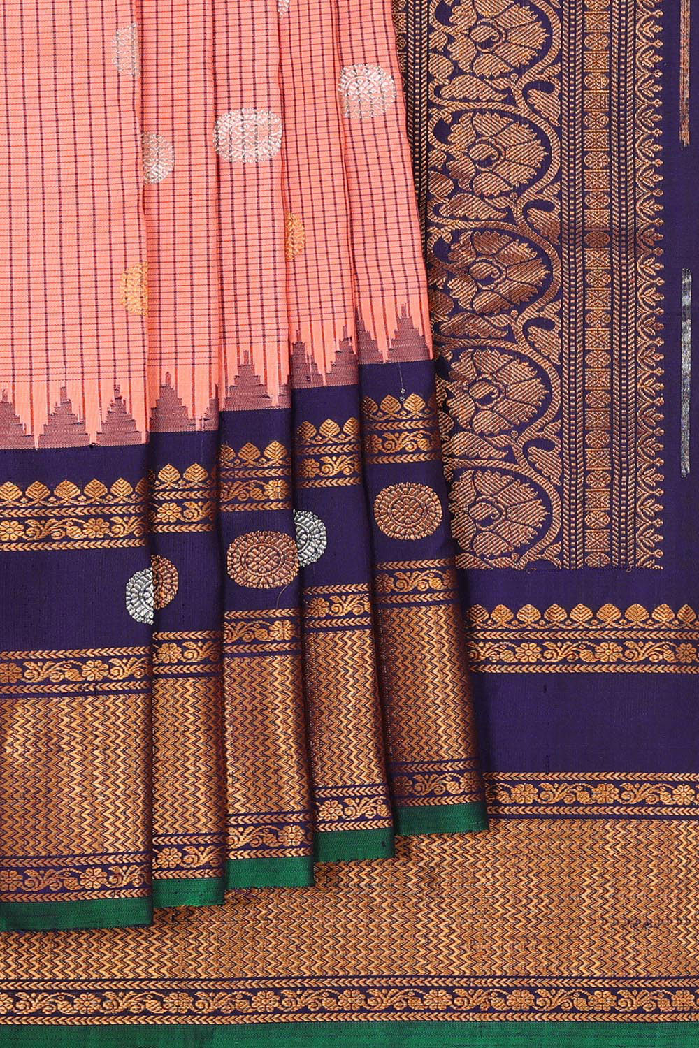 Gadwal Silk Light Peach Saree