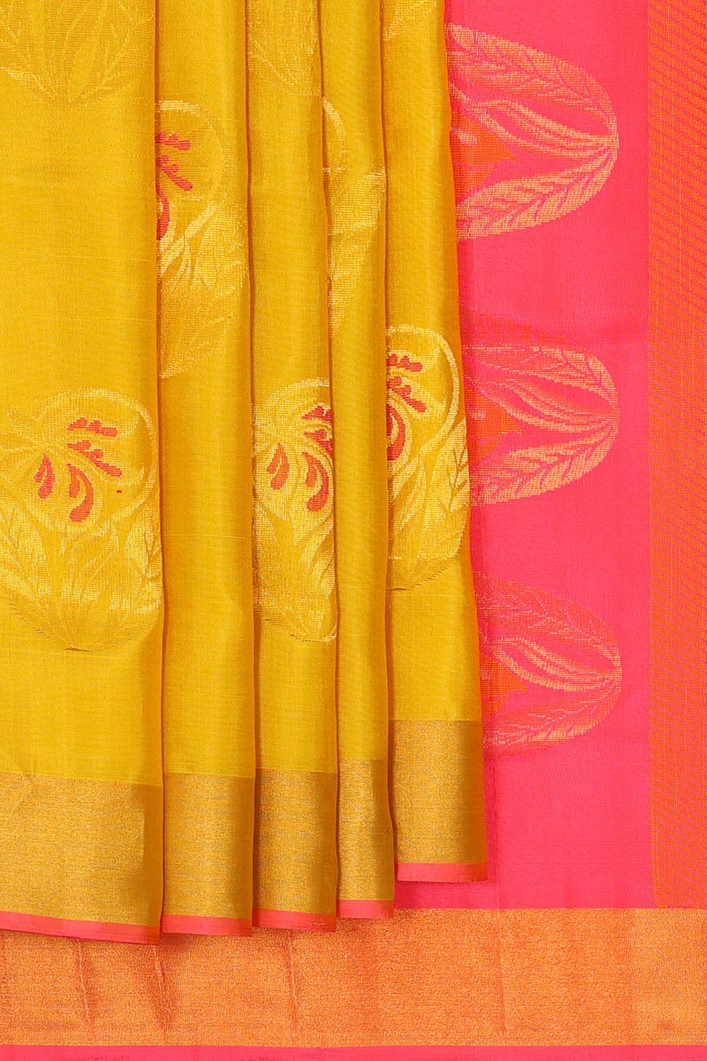 Collection of Haldi Yellow Silk Saree in a gallery layout