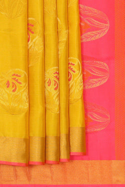 Collection of Haldi Yellow Silk Saree in a gallery layout