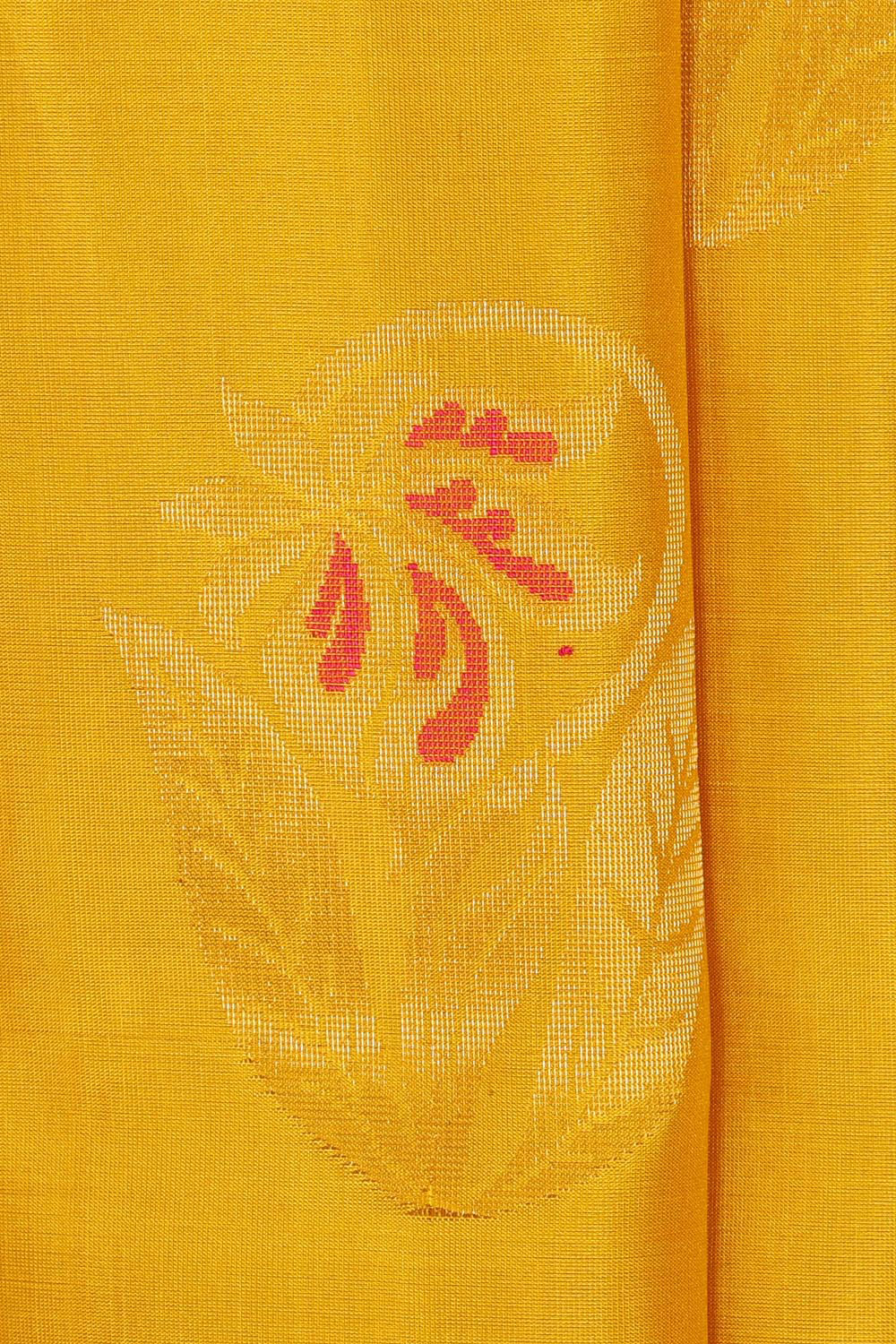 Collection of Haldi Yellow Silk Saree in a gallery layout