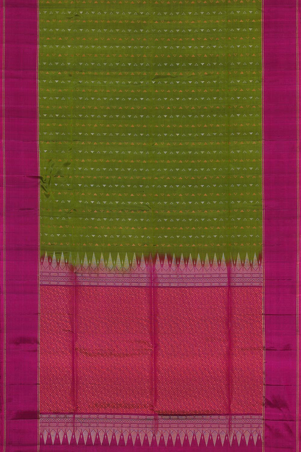 Image of Golden Green Silk Saree