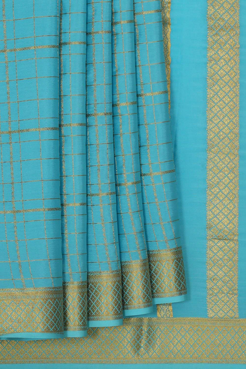 Collection of Binny Crepe Sky Blue Saree in a gallery layout