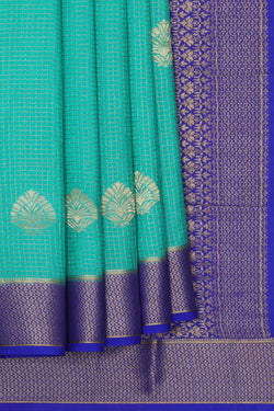 Collection of Mysore Binny Crepe Silk Sea Green Saree in a gallery layout