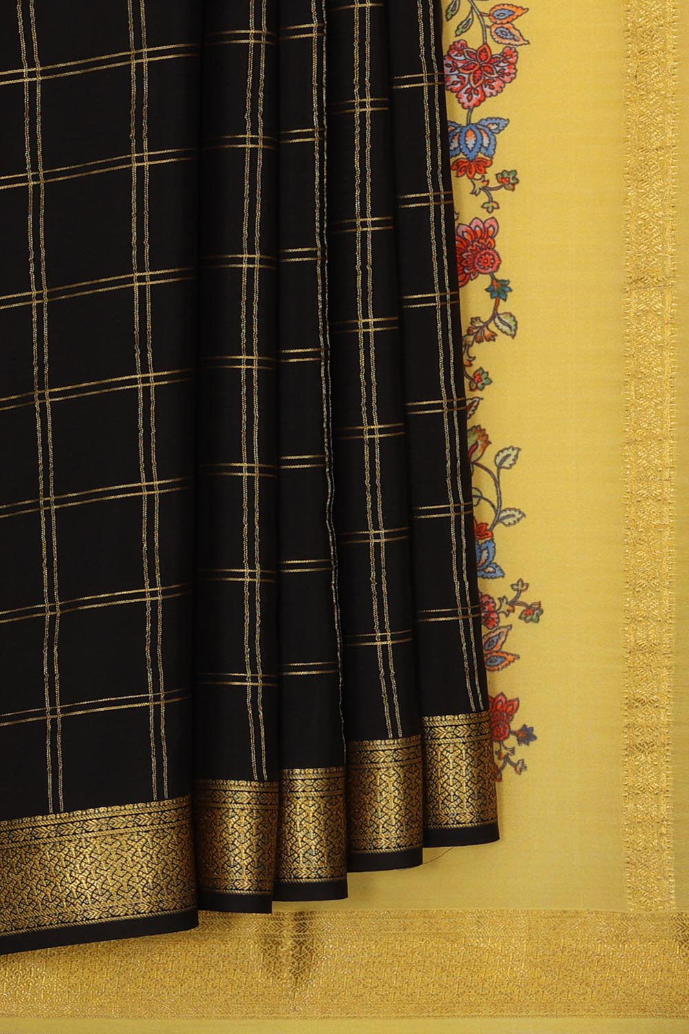 Collection of Mysore Binny Crepe Silk Black Saree in a gallery layout