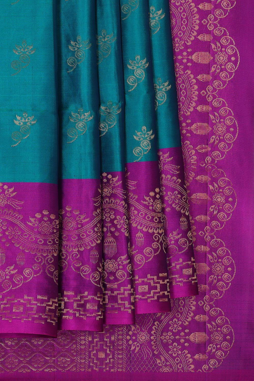 Teal Blue Silk Saree