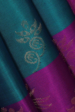 Image of Teal Blue Silk Saree