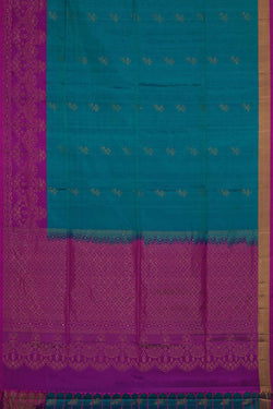 Image of Teal Blue Silk Saree