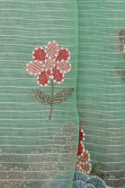 Image of Banarasi Kora Light Sea Green Saree