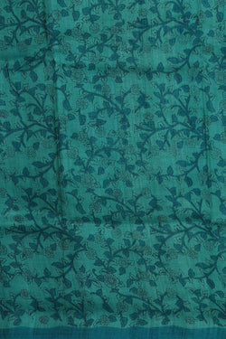 Image of Printed Tussar Golden Green Saree