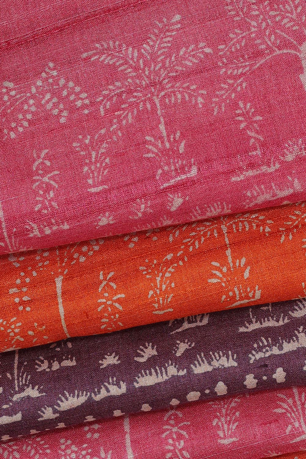 Printed Tussar Silk Multicolour Saree